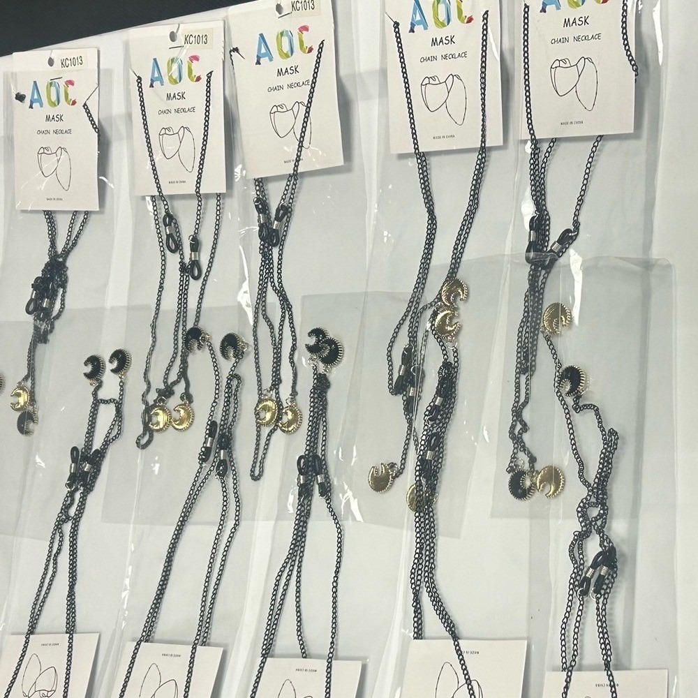 8 pack Black Chain wMoon Charms DIY Eyeglass Holder Necklace Craft Supply